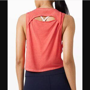 Lululemon Cut Back Crop Tank Top Womens 8* Coral Pink Crop Muscle Athleisure